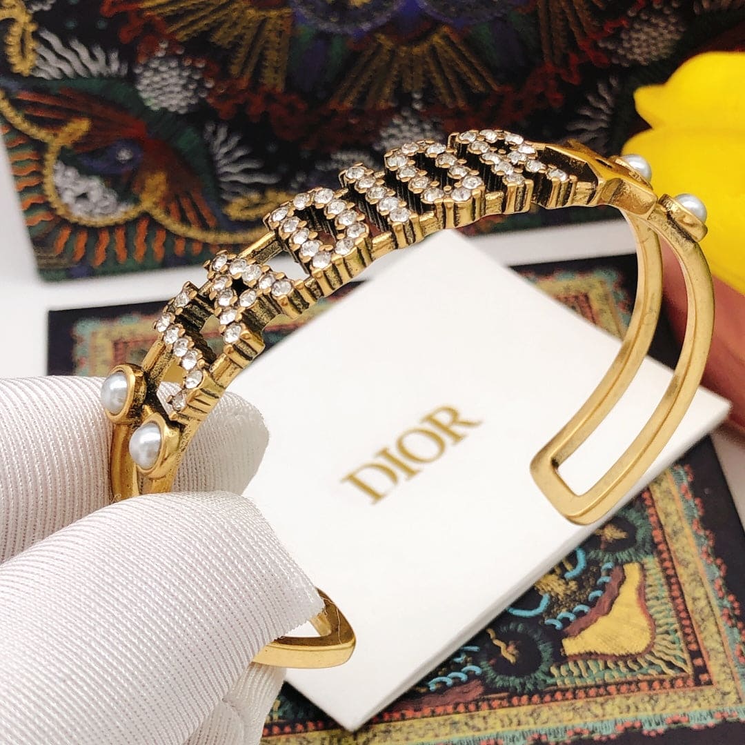 18K CD Tone Logo Star Bangle Bracelet