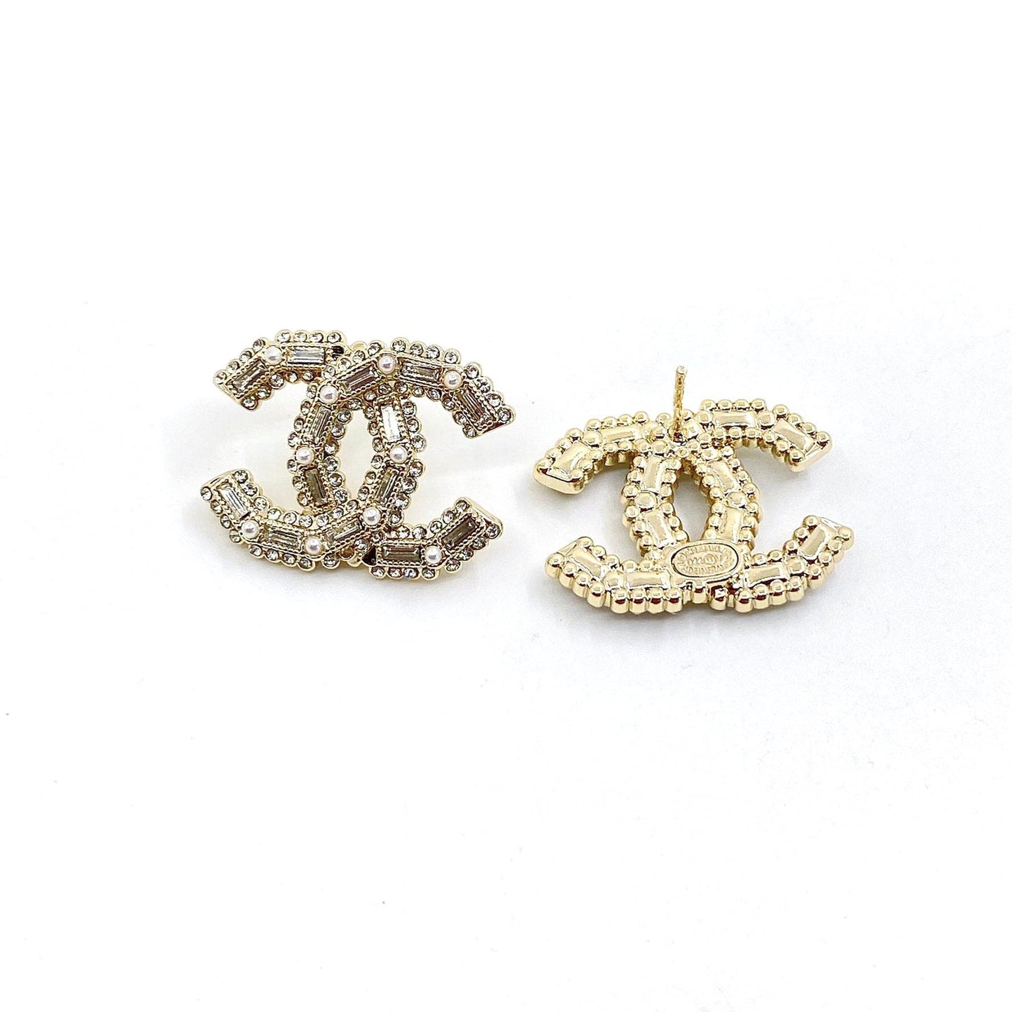 18K CC Push Back Earrings