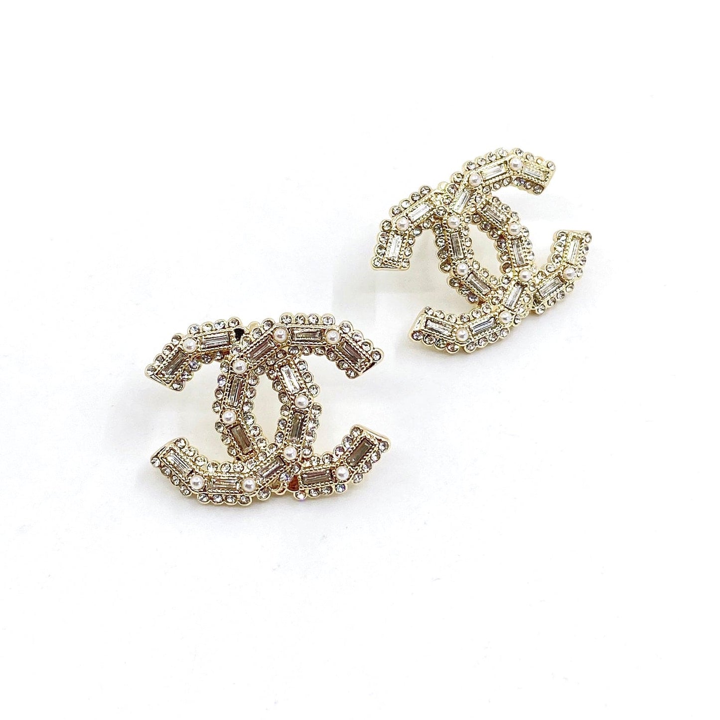 18K CC Push Back Earrings