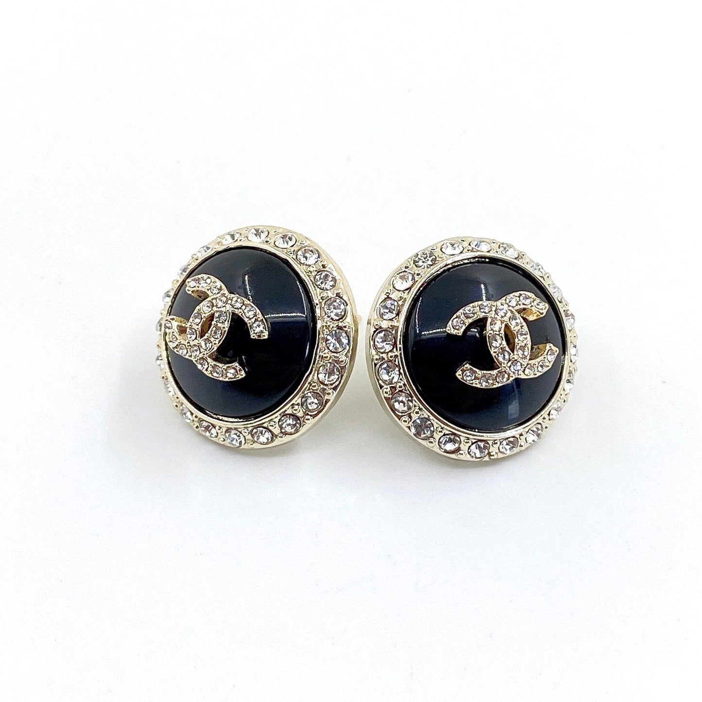 Boucles d'oreilles en cristal noir CC 18 carats