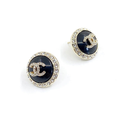 Boucles d'oreilles en cristal noir CC 18 carats