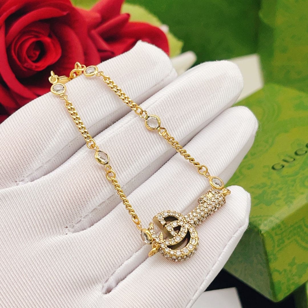 18K Double G Crystal Key Bracelet