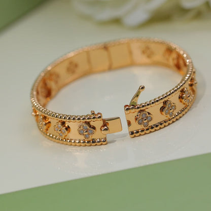 18K Rose Gold Perlée Clovers Bracelet