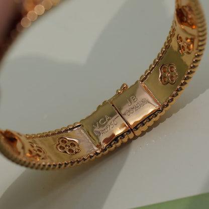 18K Yellow Gold Perlée Clovers Bracelet