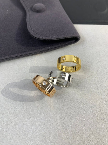 18K Love Wedding Three Diamonds Ring