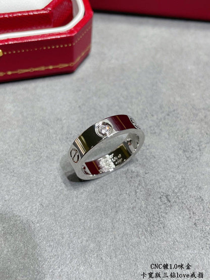 18K Love Wedding Three Diamonds Ring