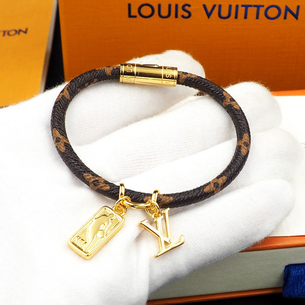 18K Louis NBA Hang It Leather Bracelet