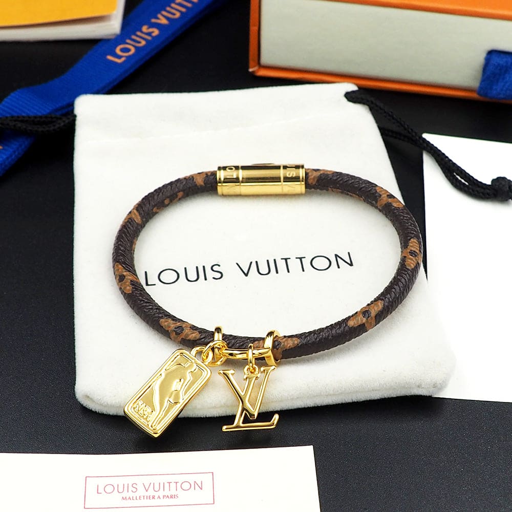 18K Louis NBA Hang It Leather Bracelet