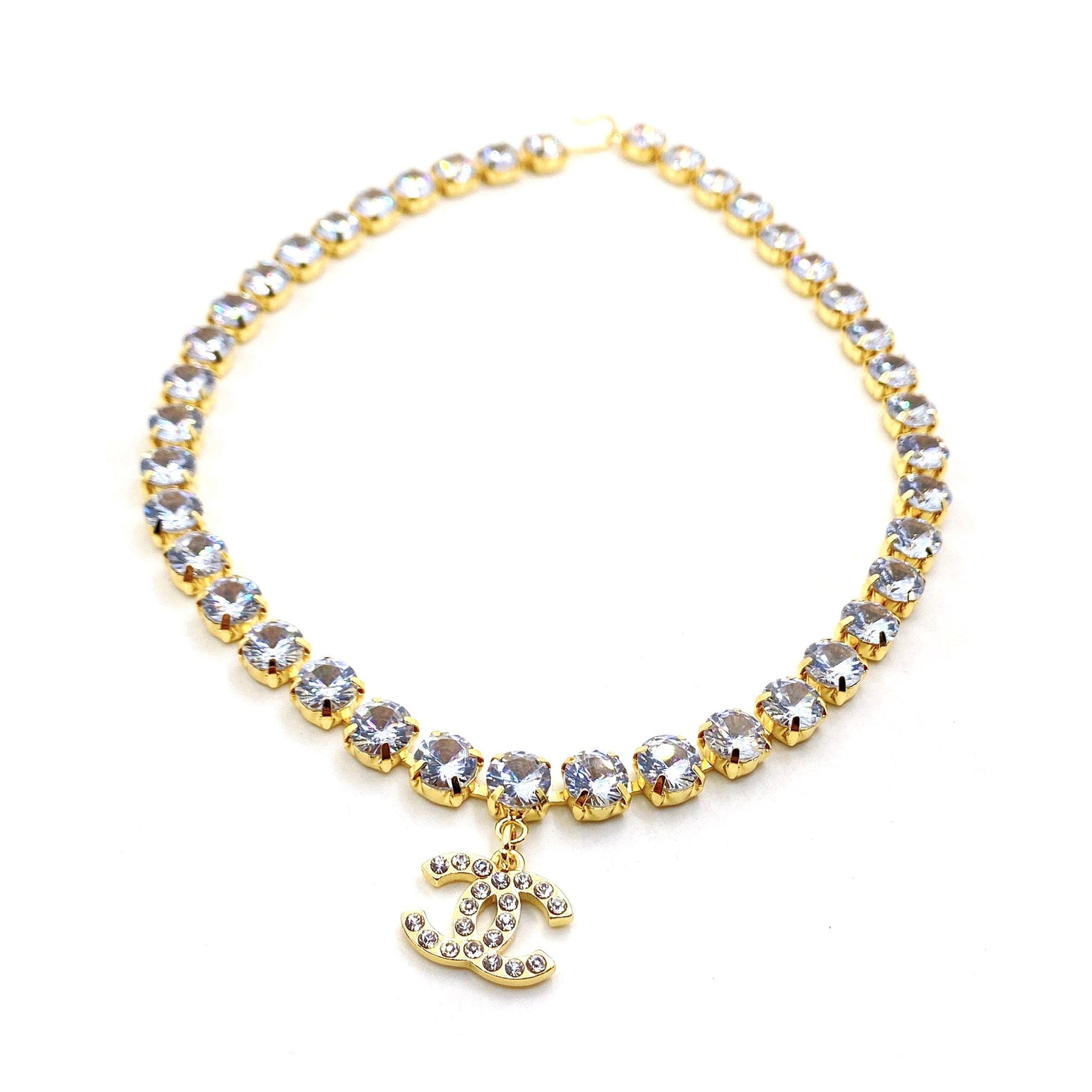 18K CHANEL CC Crystals Chain Necklace