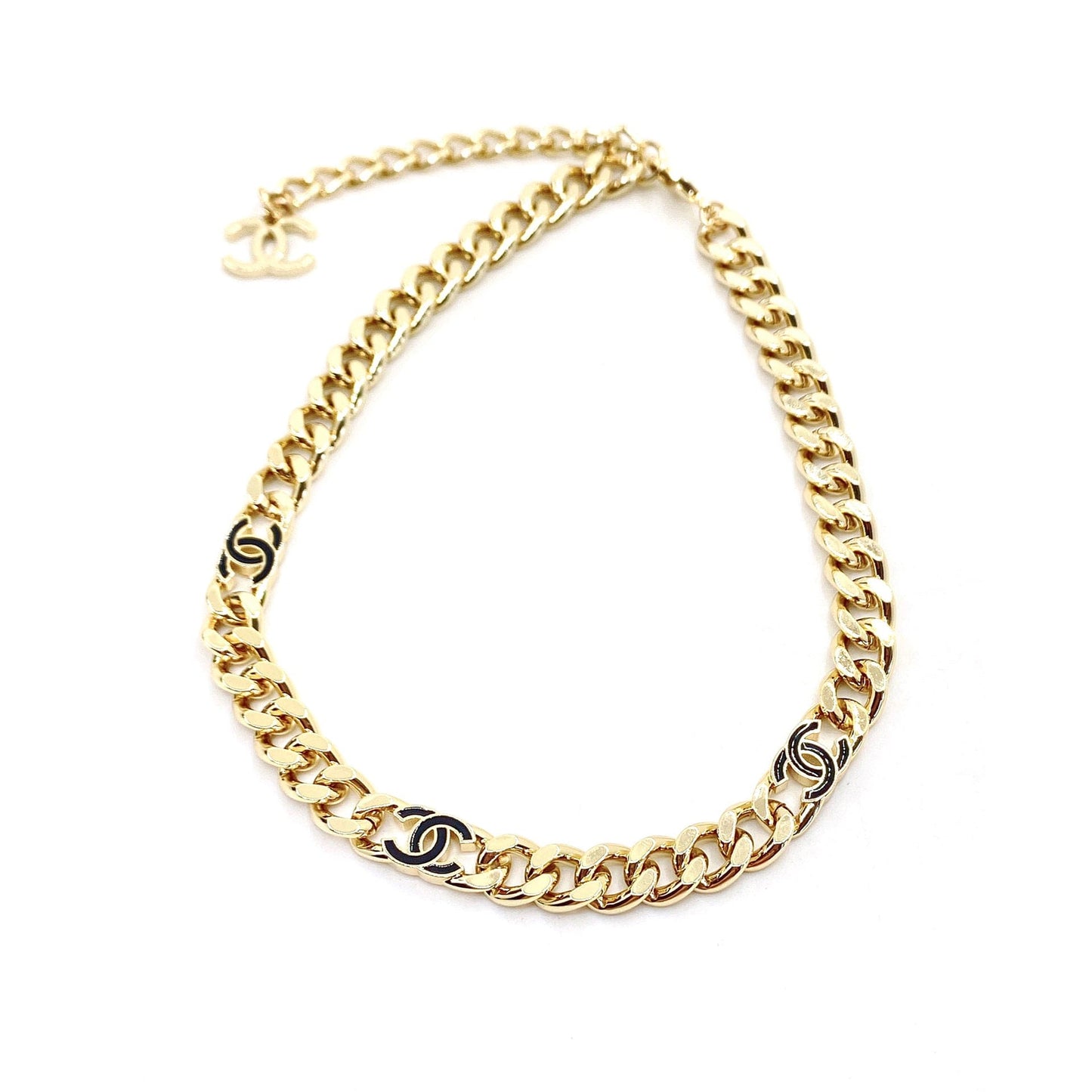 18K CHANEL Black CC Chain Necklace