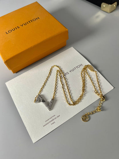 18K Louis Volt Upside Down Pendant Necklace