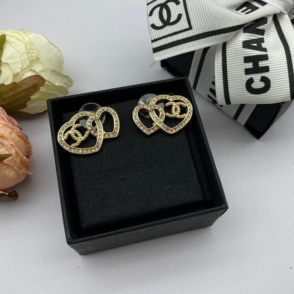 18K CC Heart Diamonds Earrings