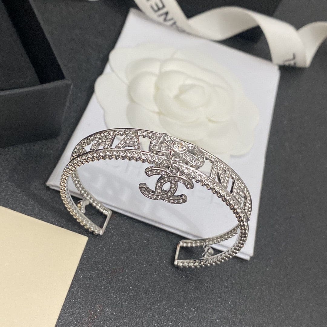 18K CC Diamond Open Bracelet