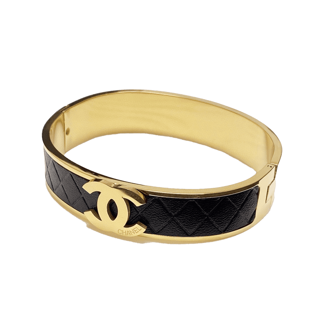 18K CHANEL Cuff & Leather Bracelet