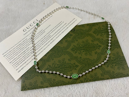 Double G Interlocking G Green Necklace