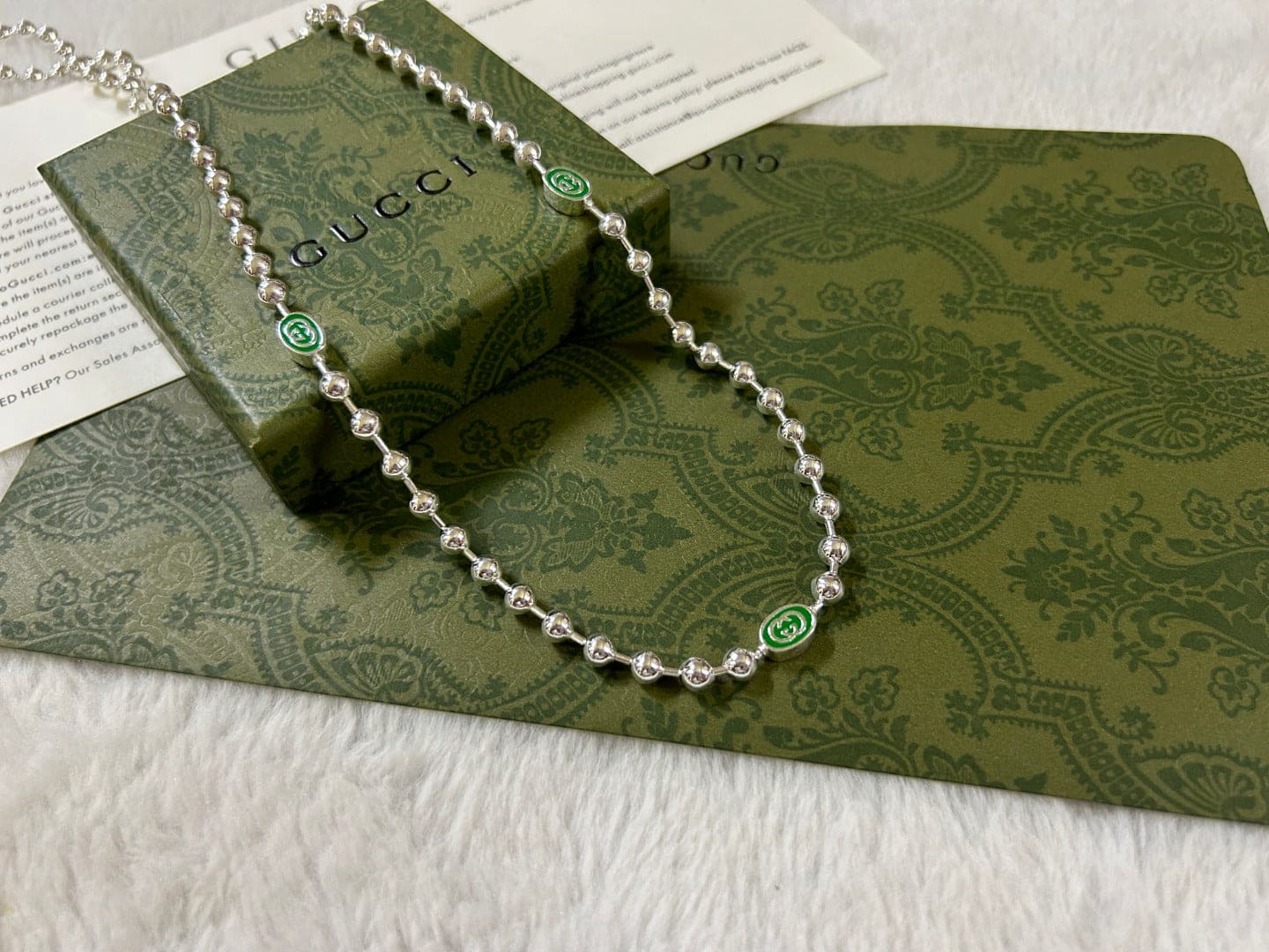 Double G Interlocking G Green Necklace