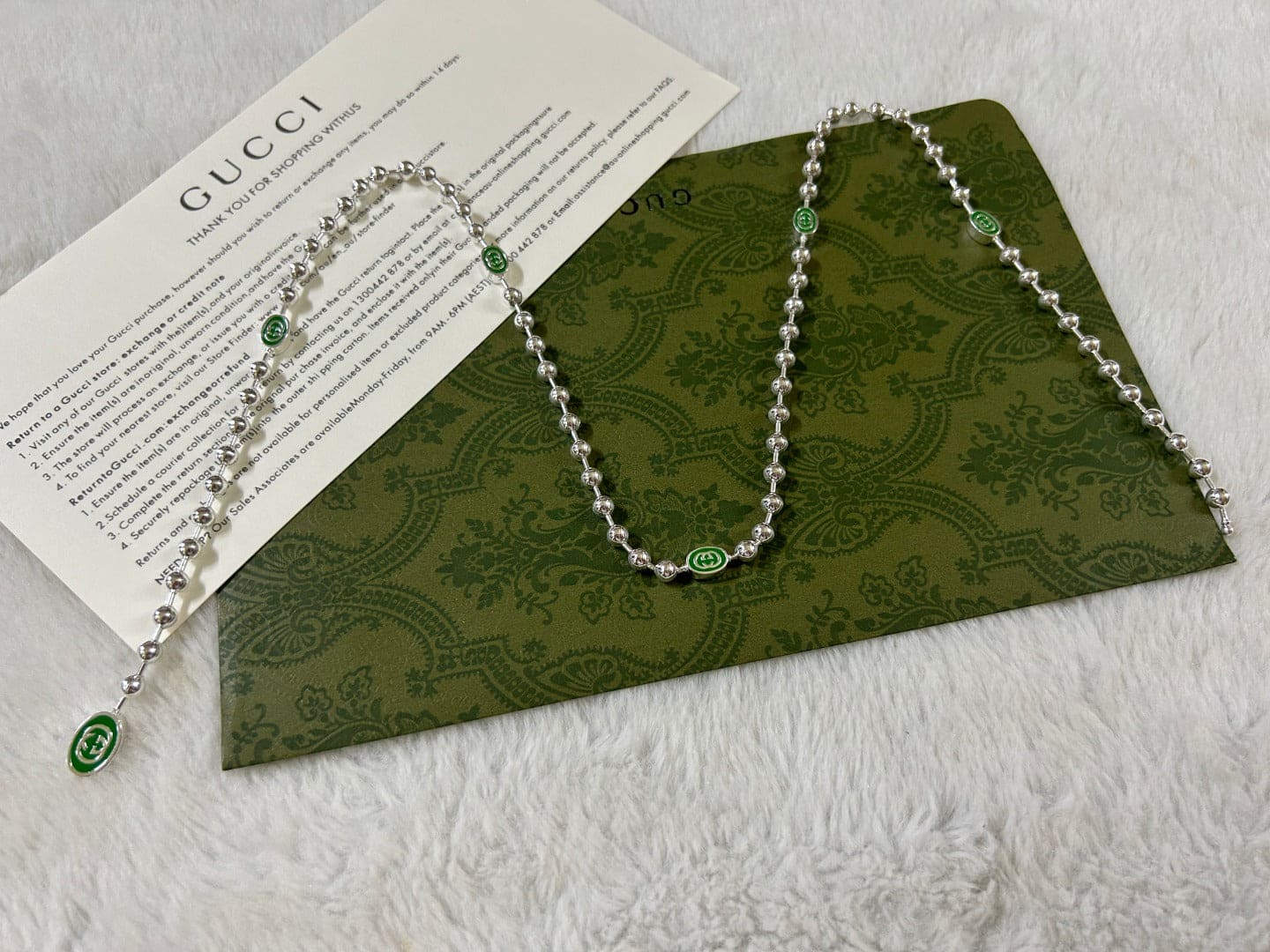 Double G Interlocking G Green Necklace