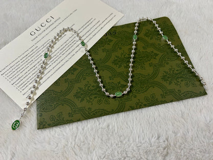 Double G Interlocking G Green Necklace