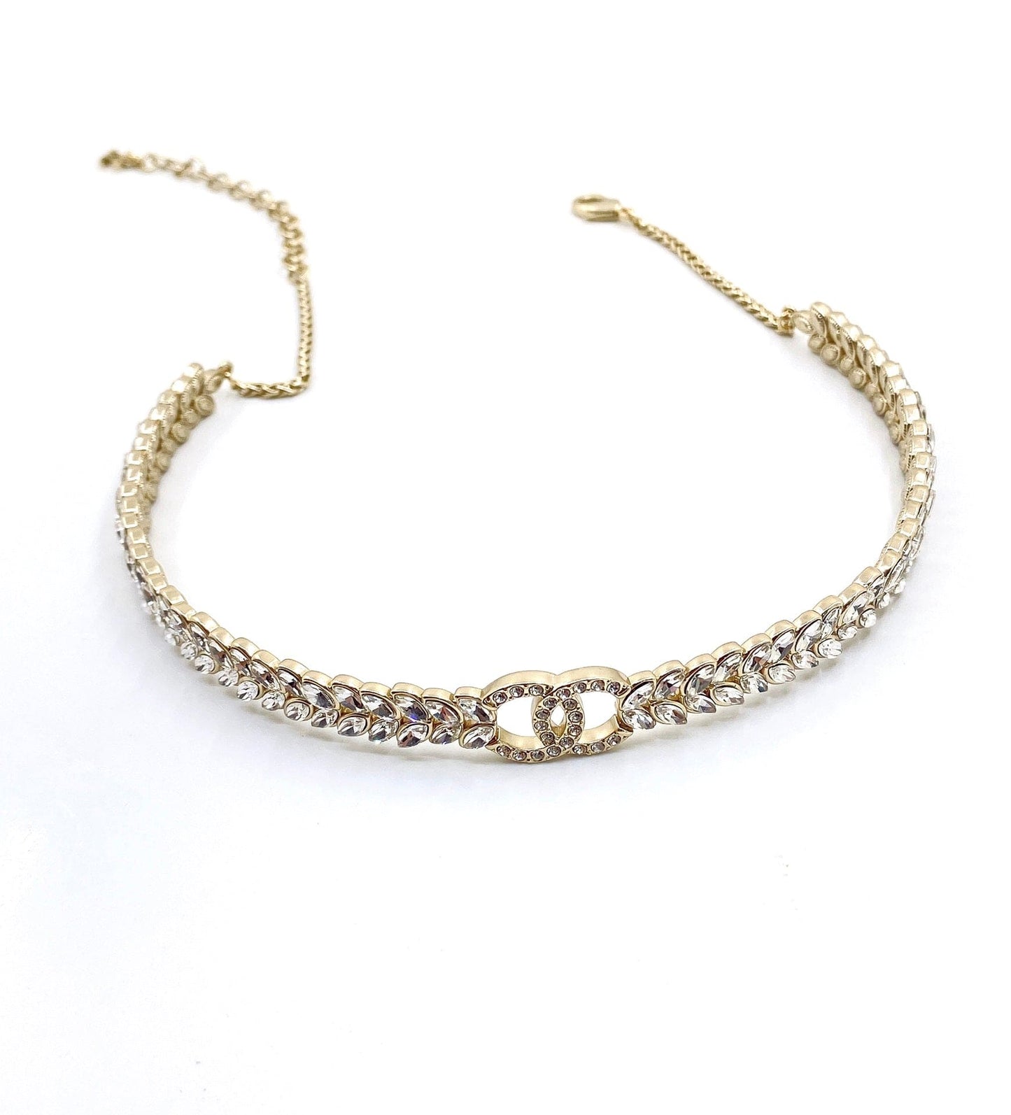 18K CC Chain Choker Diamonds Necklace