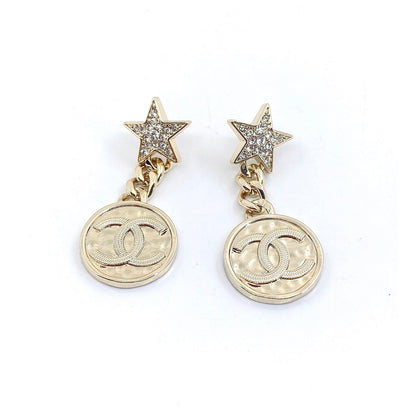 18k Chanel Star CC Vintage Earrings