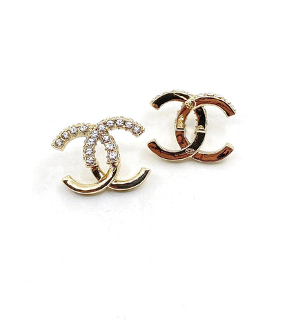 18K CC Half Diamond Earrings