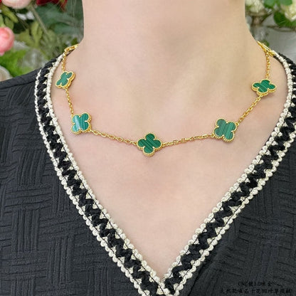 Collier Vintage Alhambra Malachite 10 Motifs 18K