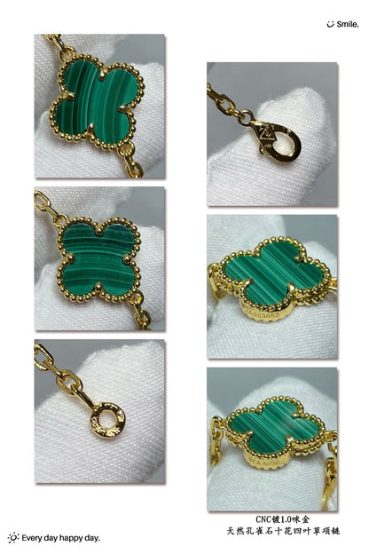 Collier Vintage Alhambra Malachite 10 Motifs 18K