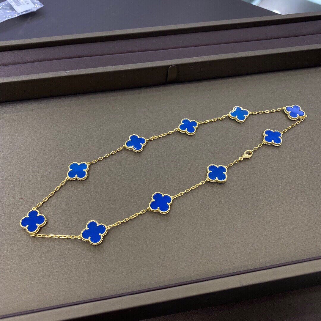 18K Vintage Alhambra Blue 10 Motifs Necklace