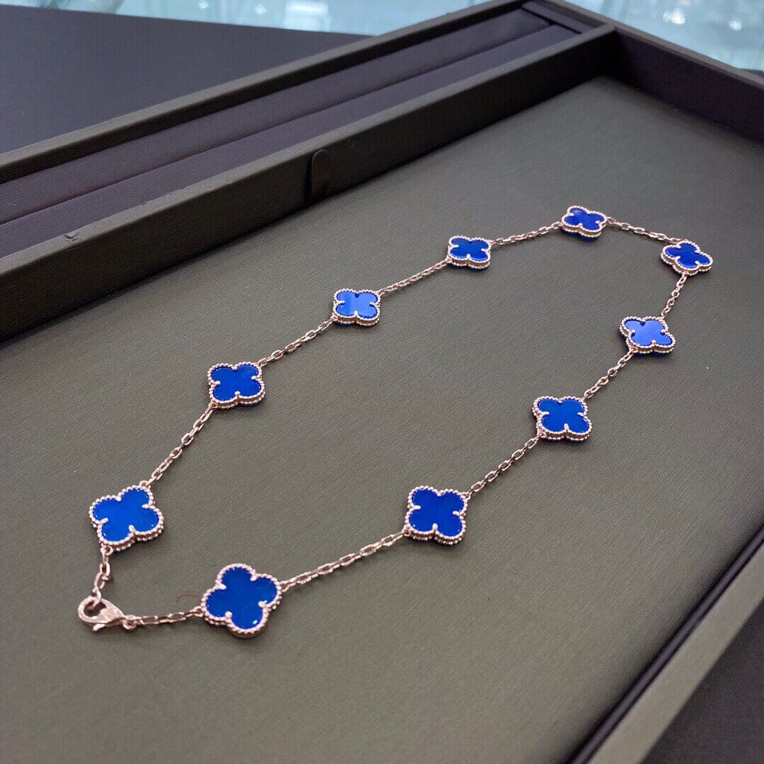 18K Vintage Alhambra Blue 10 Motifs Necklace