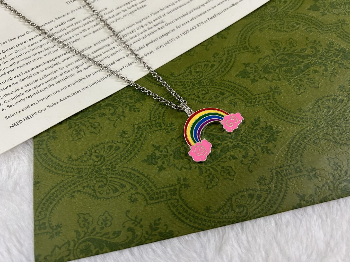 Double G Rainbow Pendant Necklace