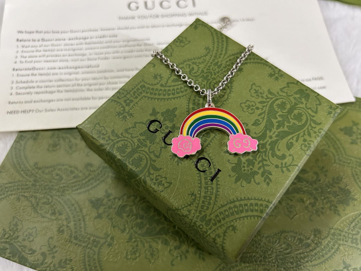 Double G Rainbow Pendant Necklace