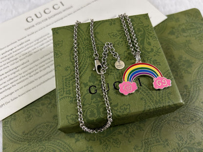 Double G Rainbow Pendant Necklace