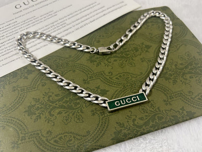 Double G Enamel Chain Necklace