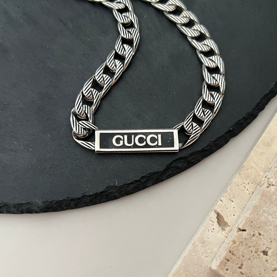 Double G Logo Enamel Chain Necklace