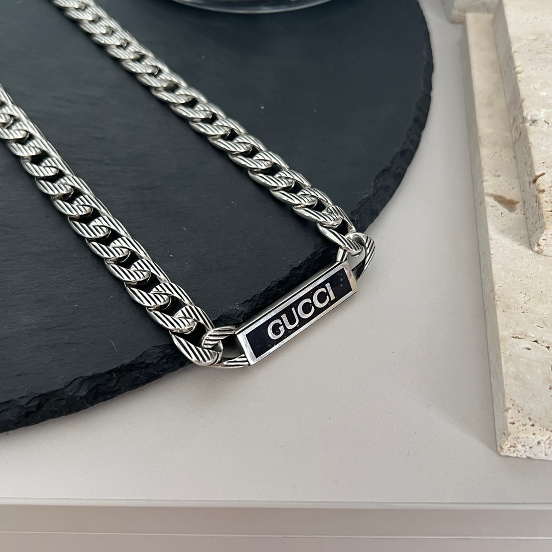 Double G Logo Enamel Chain Necklace