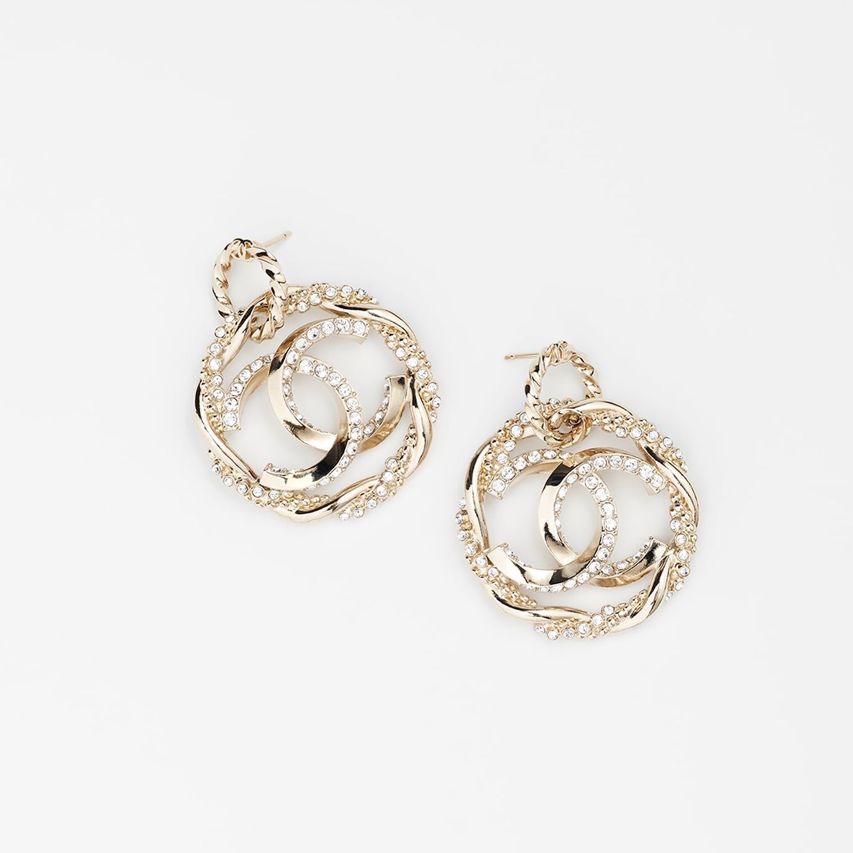 18k Chanel CC Round Diamond Earrings