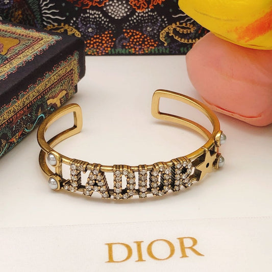 18K Dior J’adior Open Cuff Crystals Bracelet