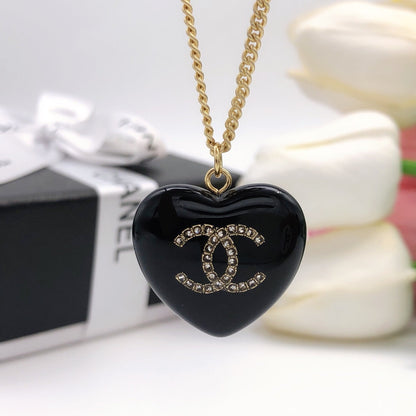 18K CC Black Heart Necklace