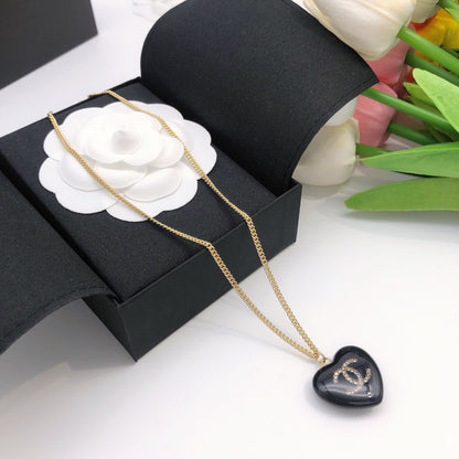 18K CC Black Heart Necklace