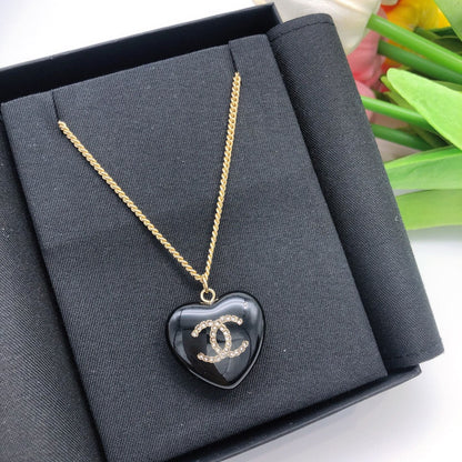 18K CC Black Heart Necklace