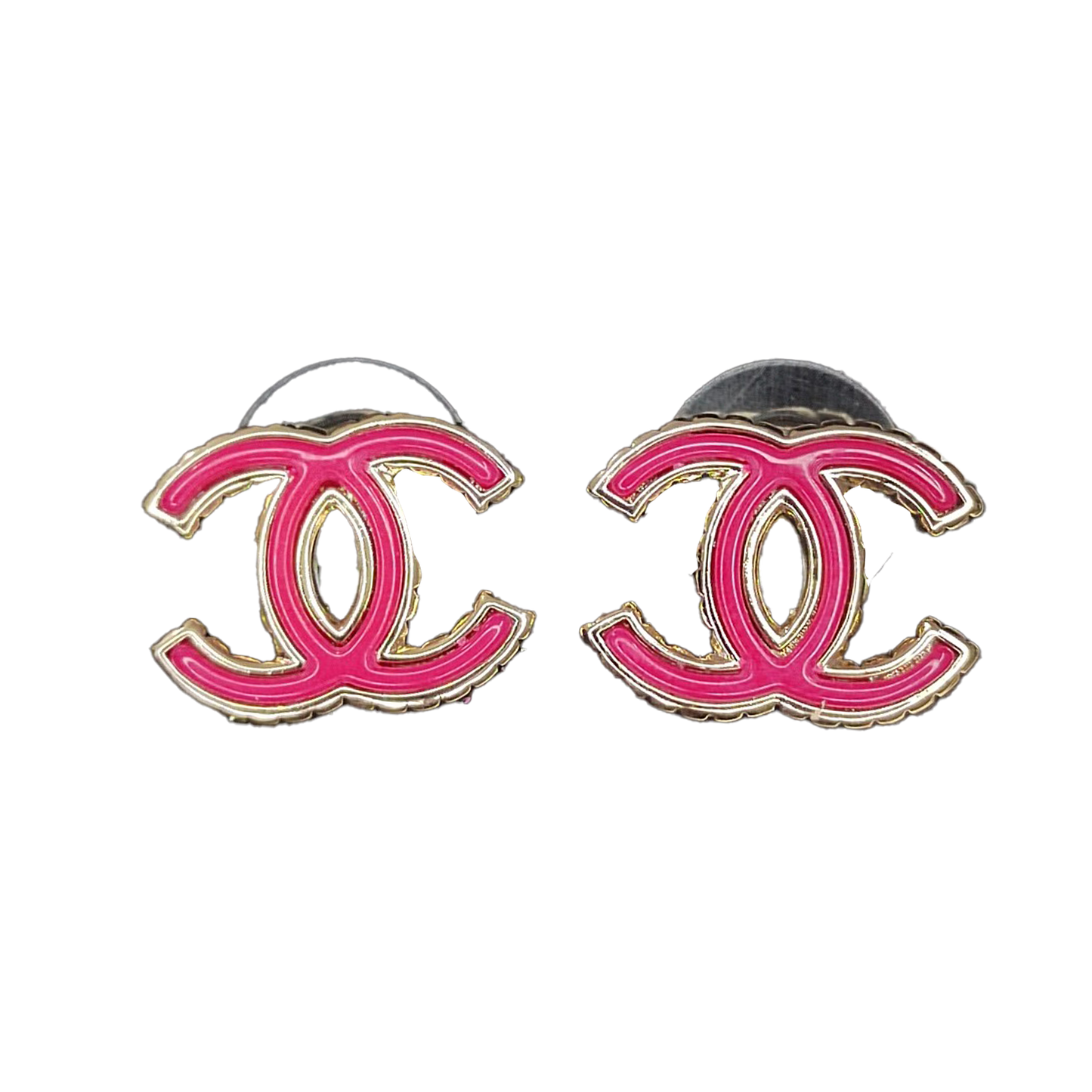 18k CHANEL CC Pink Earrings