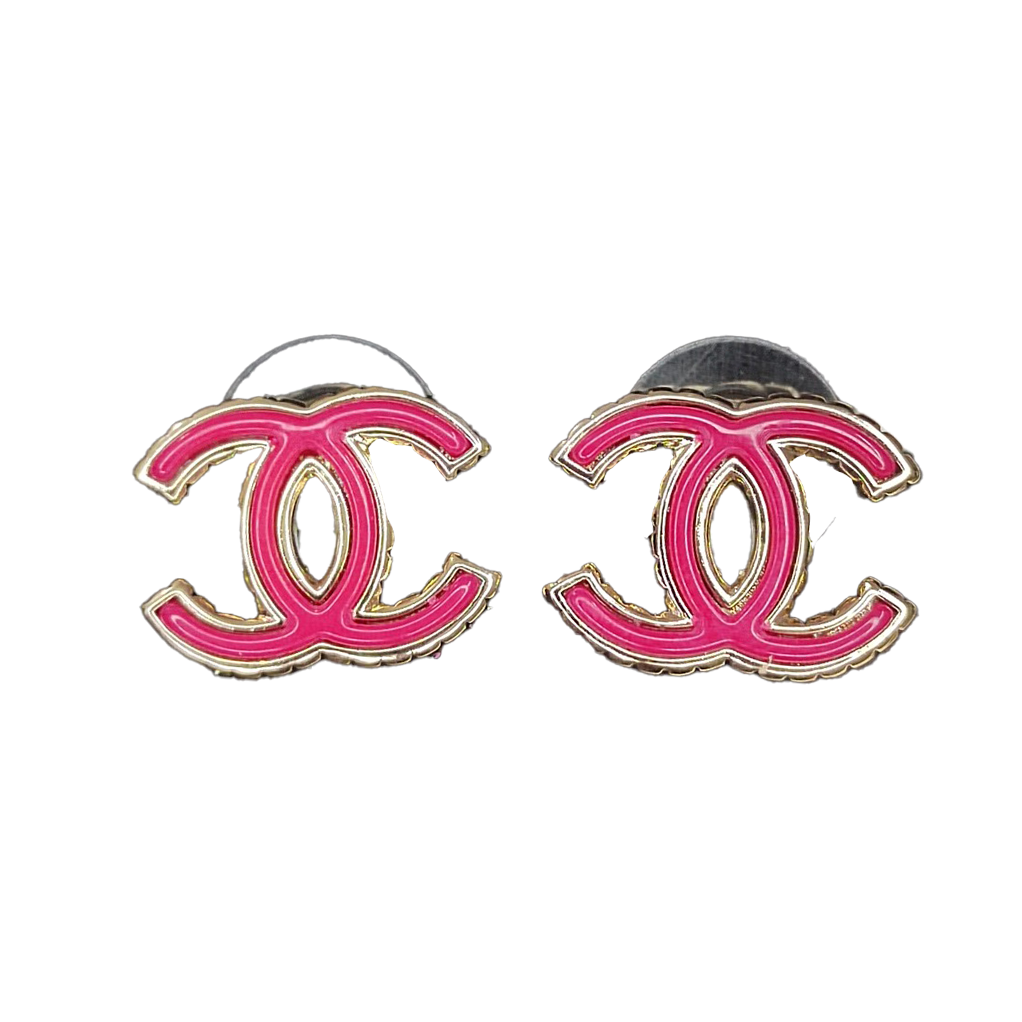 18k CHANEL CC Pink Earrings