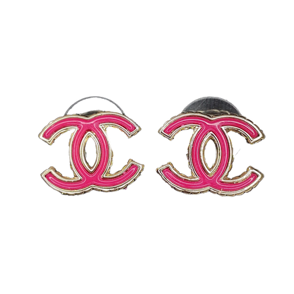 18k CHANEL CC Pink Earrings