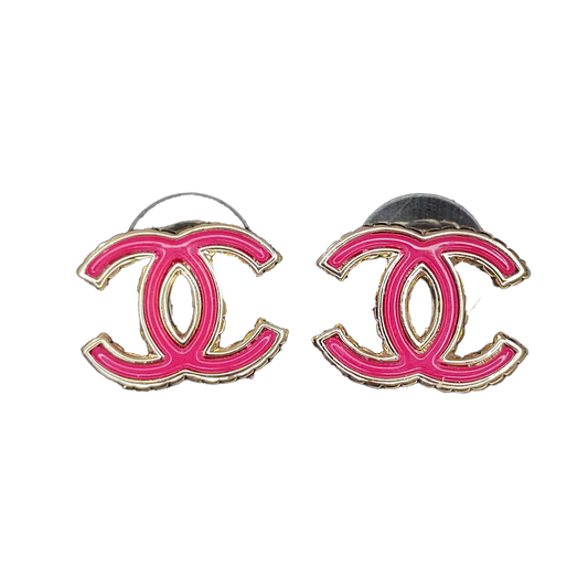 18k CHANEL CC Pink Earrings