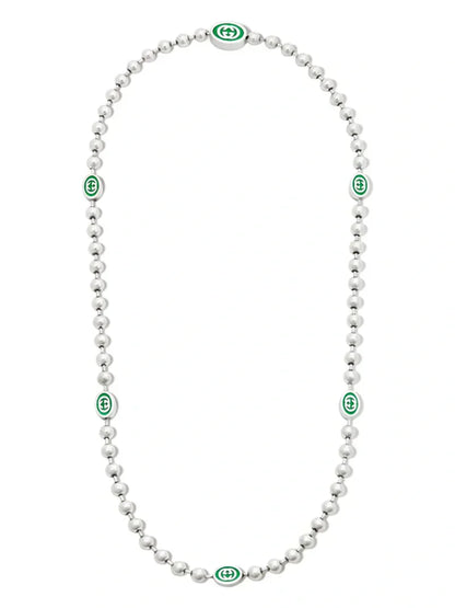 Collier vert à G entrelacés Double G