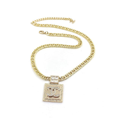 18K CC Metal & Diamantés Pendant Necklace