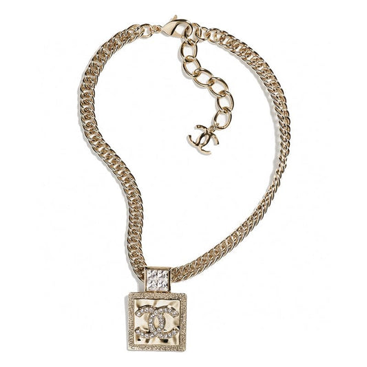 18K CHANEL Metal & Diamantés Pendant Necklace