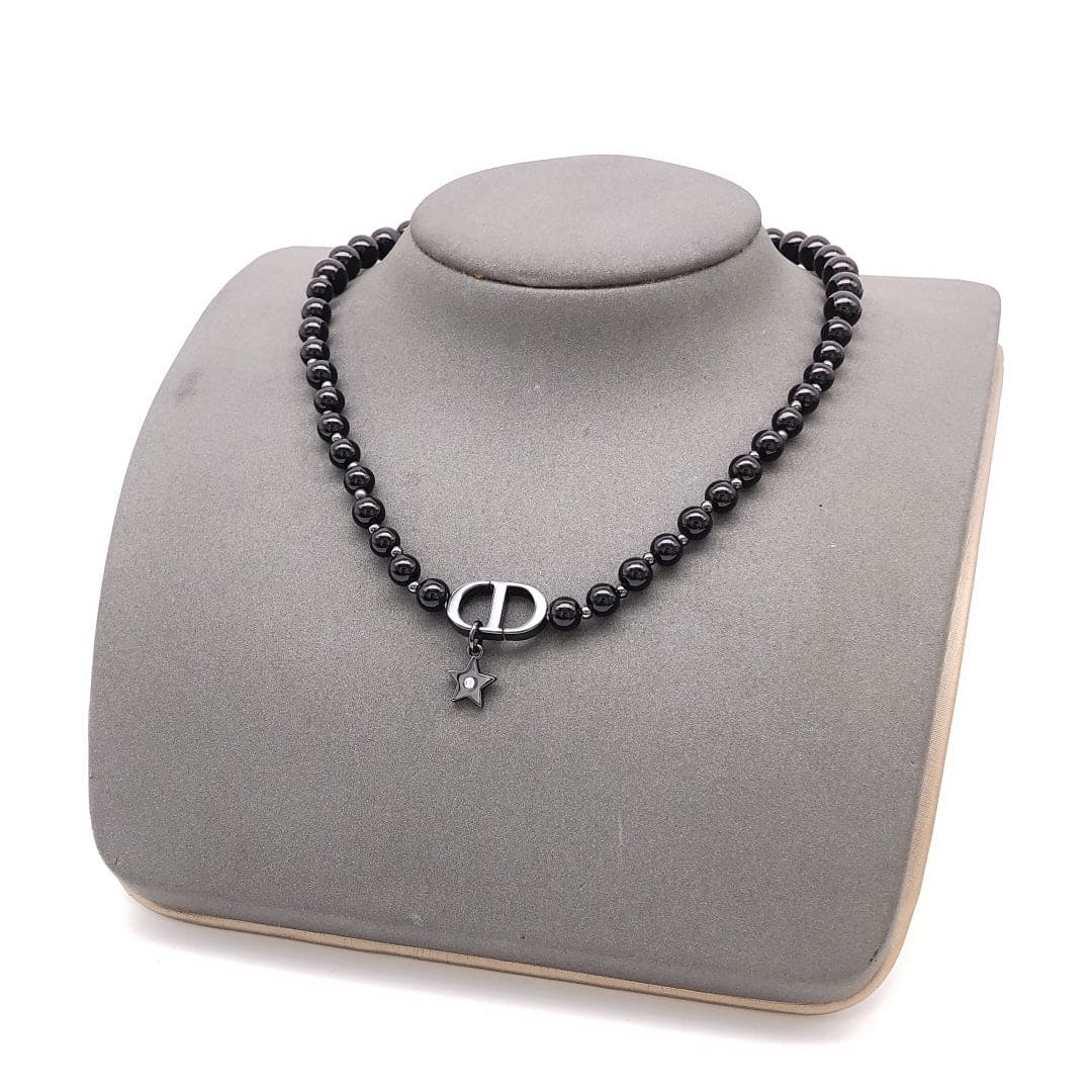 18K Dior Black Crystal Beads Necklace