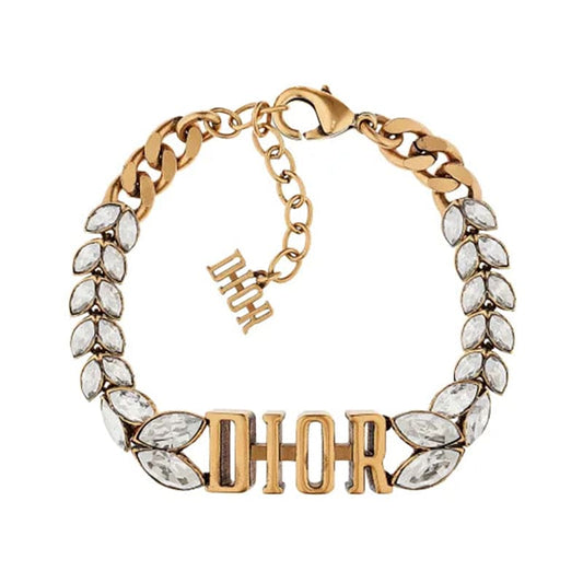 18K Gold Dior Revolution Crystals Gold Tone Bracelet