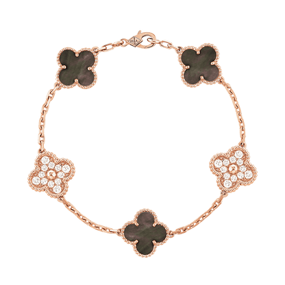 18K Van Cleef & Arpels Vintage Alhambra Five Motifs Pearl Bracelet